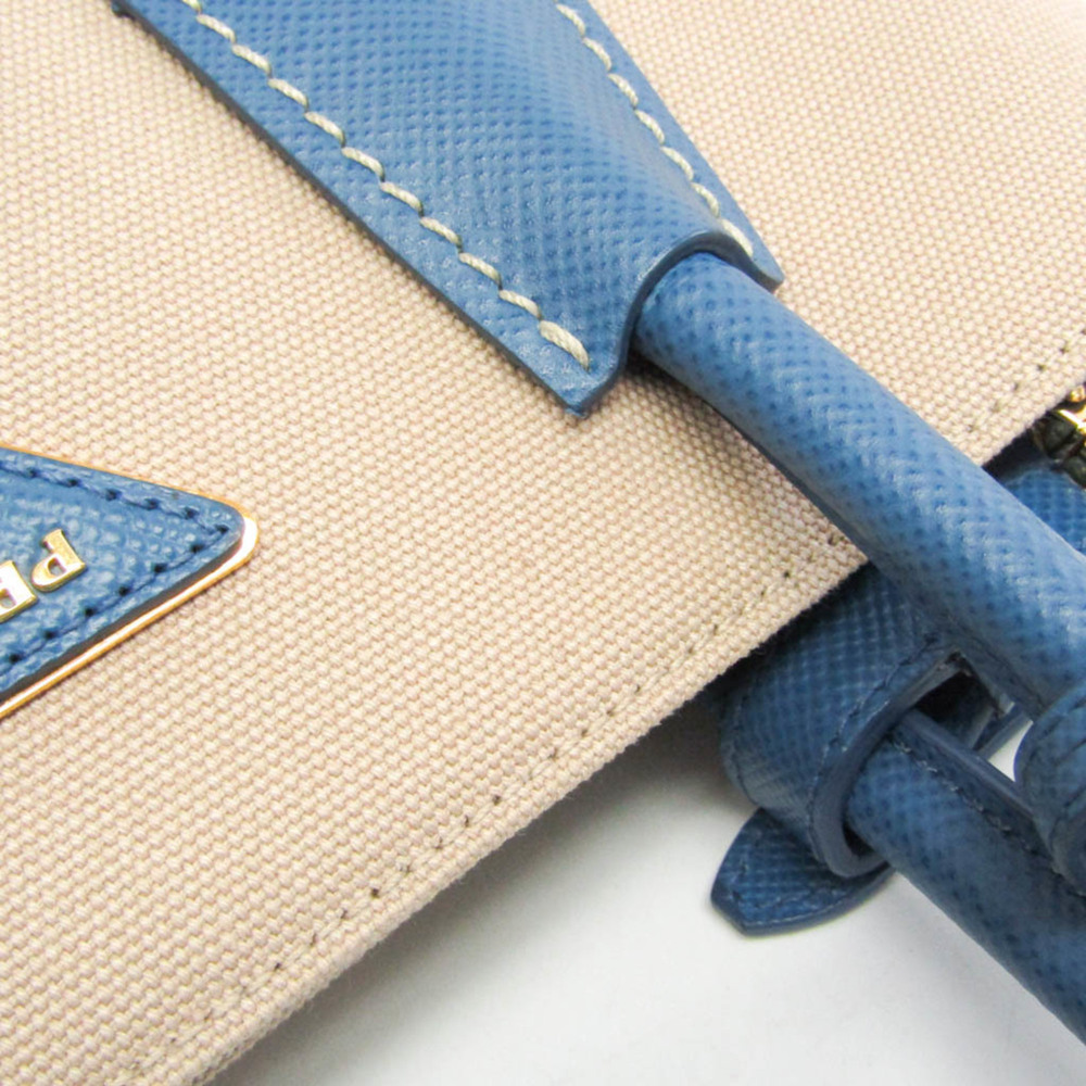 PRADA Cream Canvas Saffiano Shoulder Bag - Picture 10 of 16